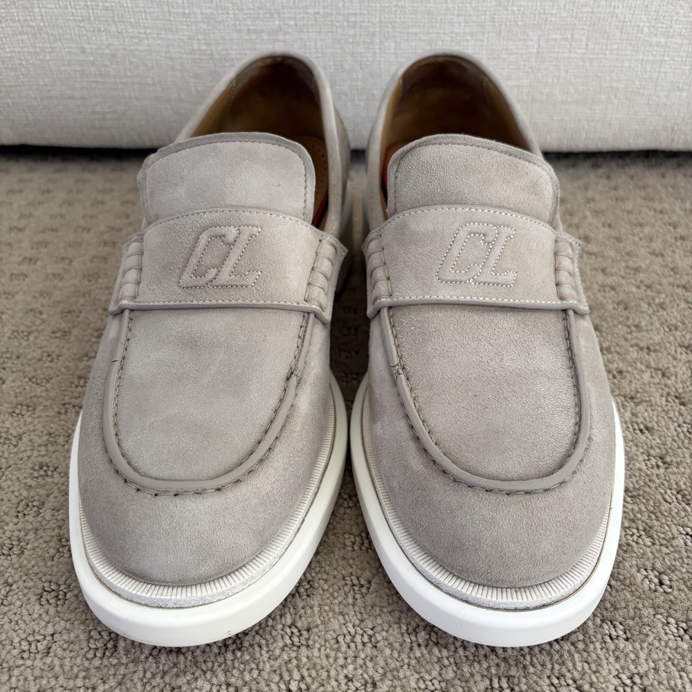 Christian Louboutin Urbino Moc Suede Monogram Loafers in Grey Men EU42 9US $995
